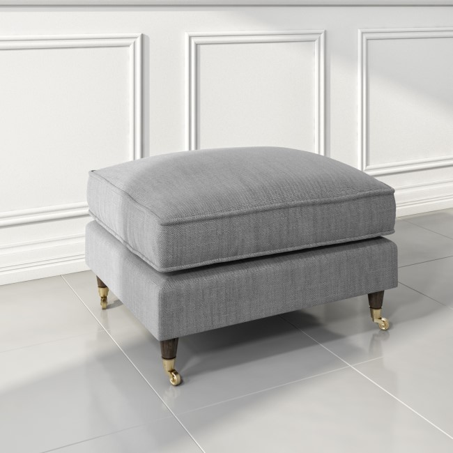 Grey Woven Fabric Footstool - Payton