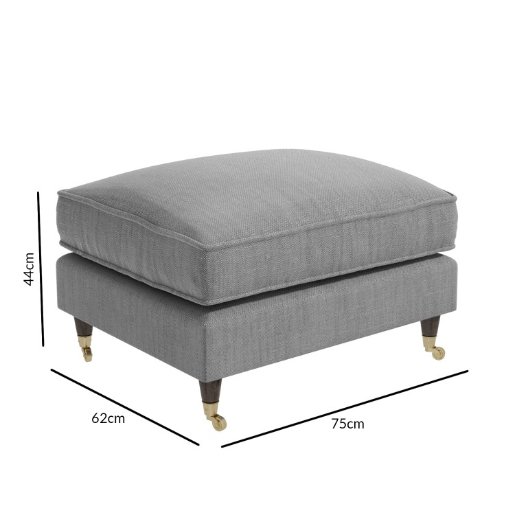 Grey Woven Fabric Footstool - Payton