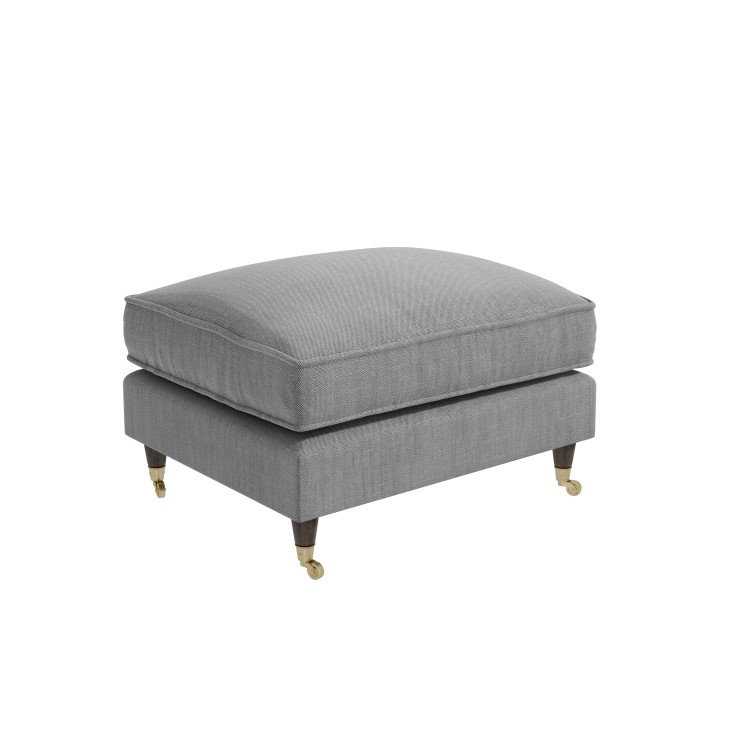 Grey Woven Fabric Footstool - Payton