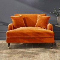 GRADE A2 - Opulence Orange Velvet Loveseat - Payton