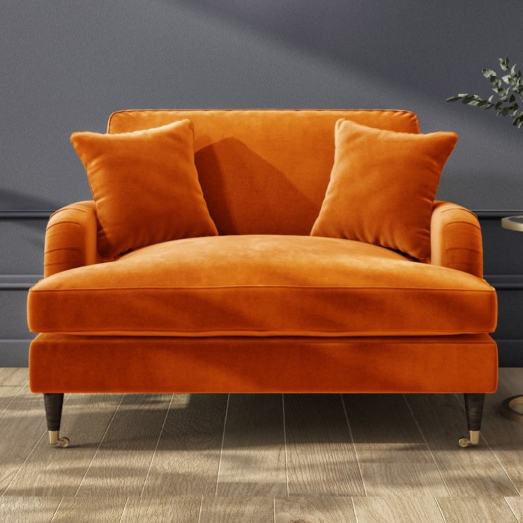 ALMOST PERFECT - Orange Velvet Loveseat - Payton