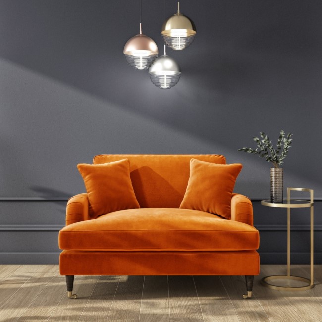 Orange Velvet Love Seat - Payton