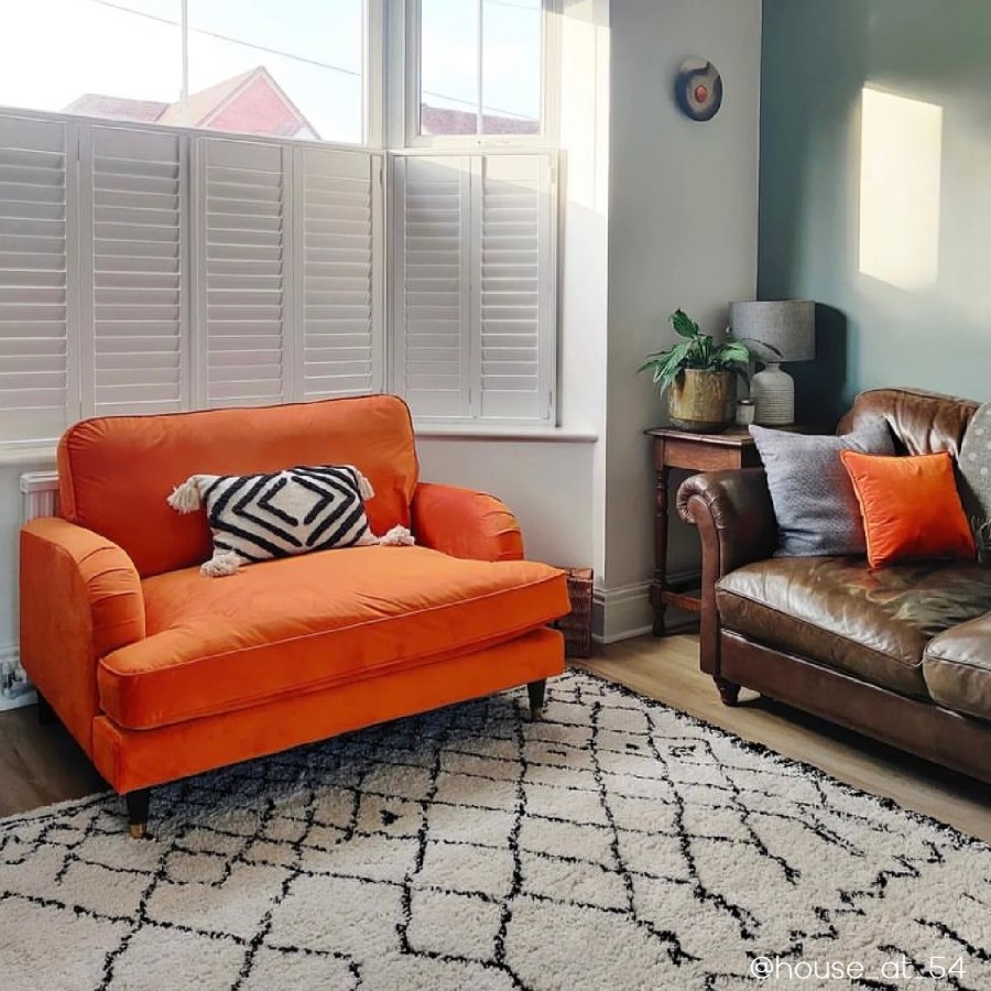GRADE A2 - Opulence Orange Velvet Loveseat - Payton