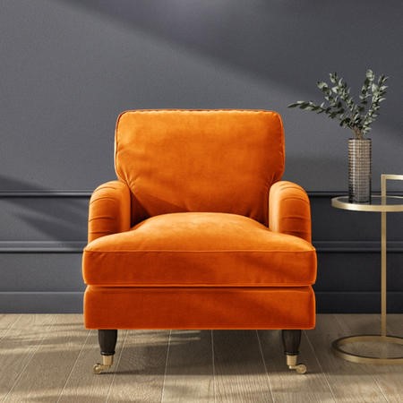 Orange Velvet Armchair Payton Furniture123 - Main Image