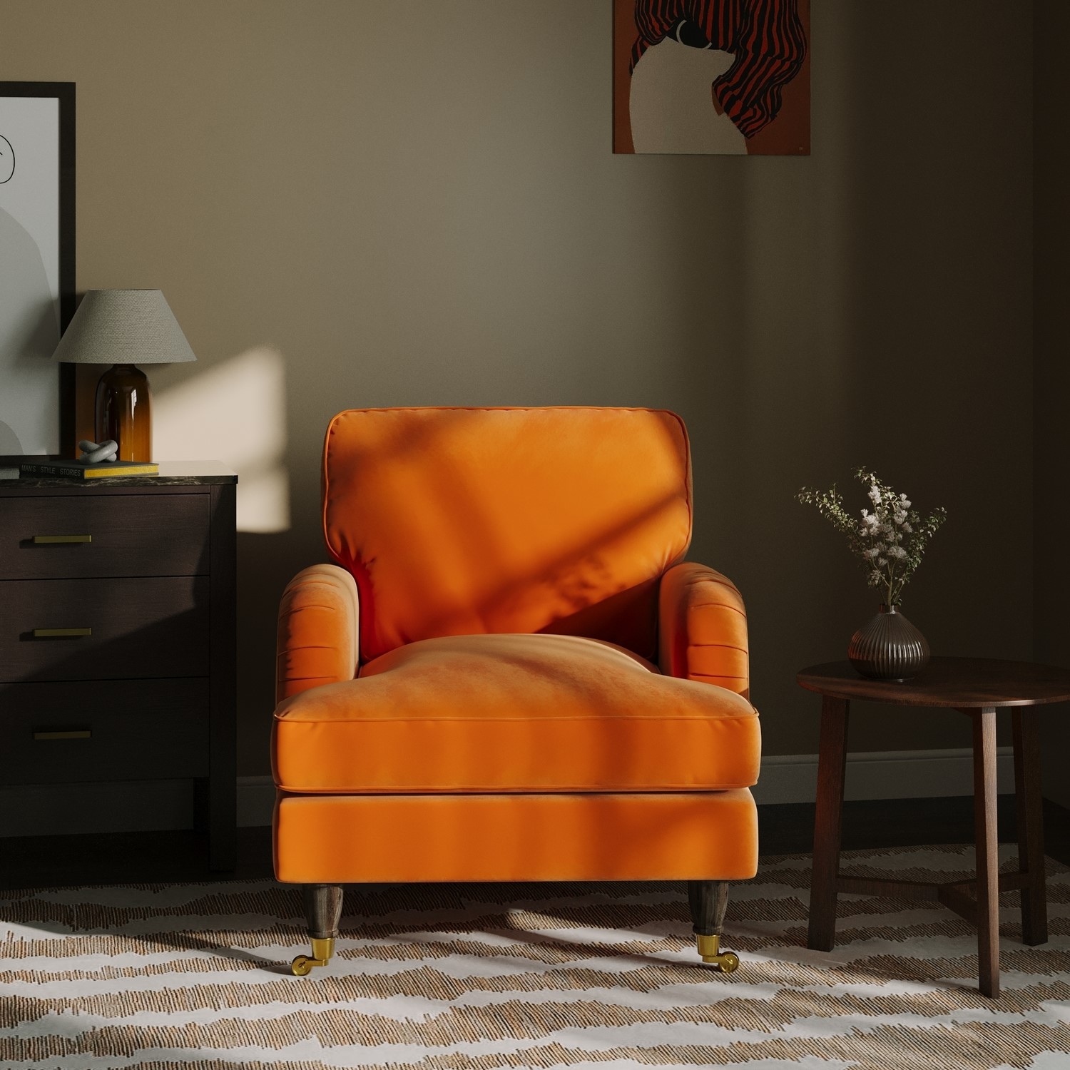Payton Orange Velvet Armchair