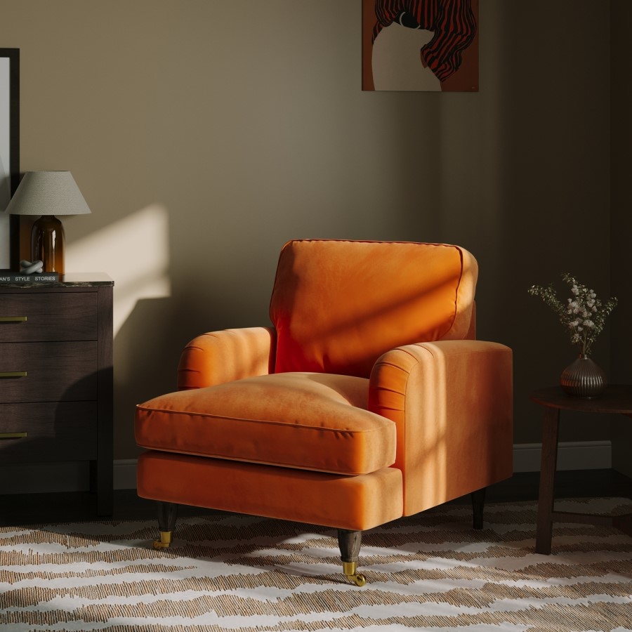 Orange Velvet Armchair - Payton