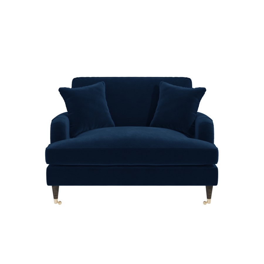 GRADE A1 - Navy Blue Velvet Loveseat - Payton