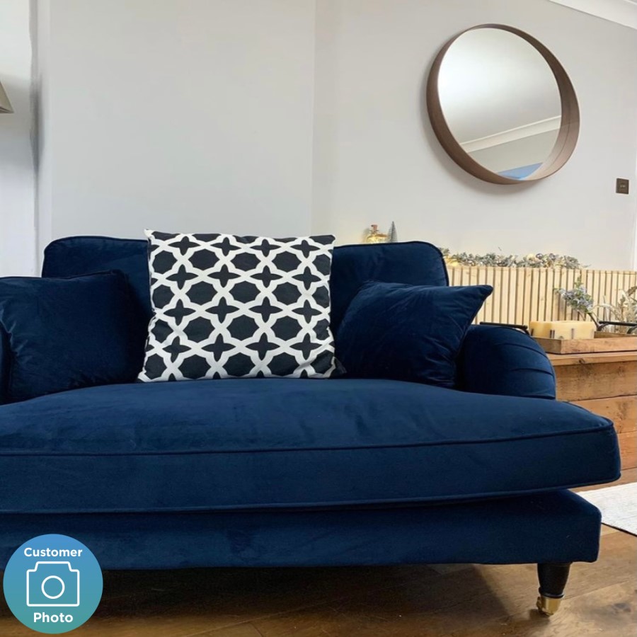 GRADE A1 - Navy Blue Velvet Loveseat - Payton