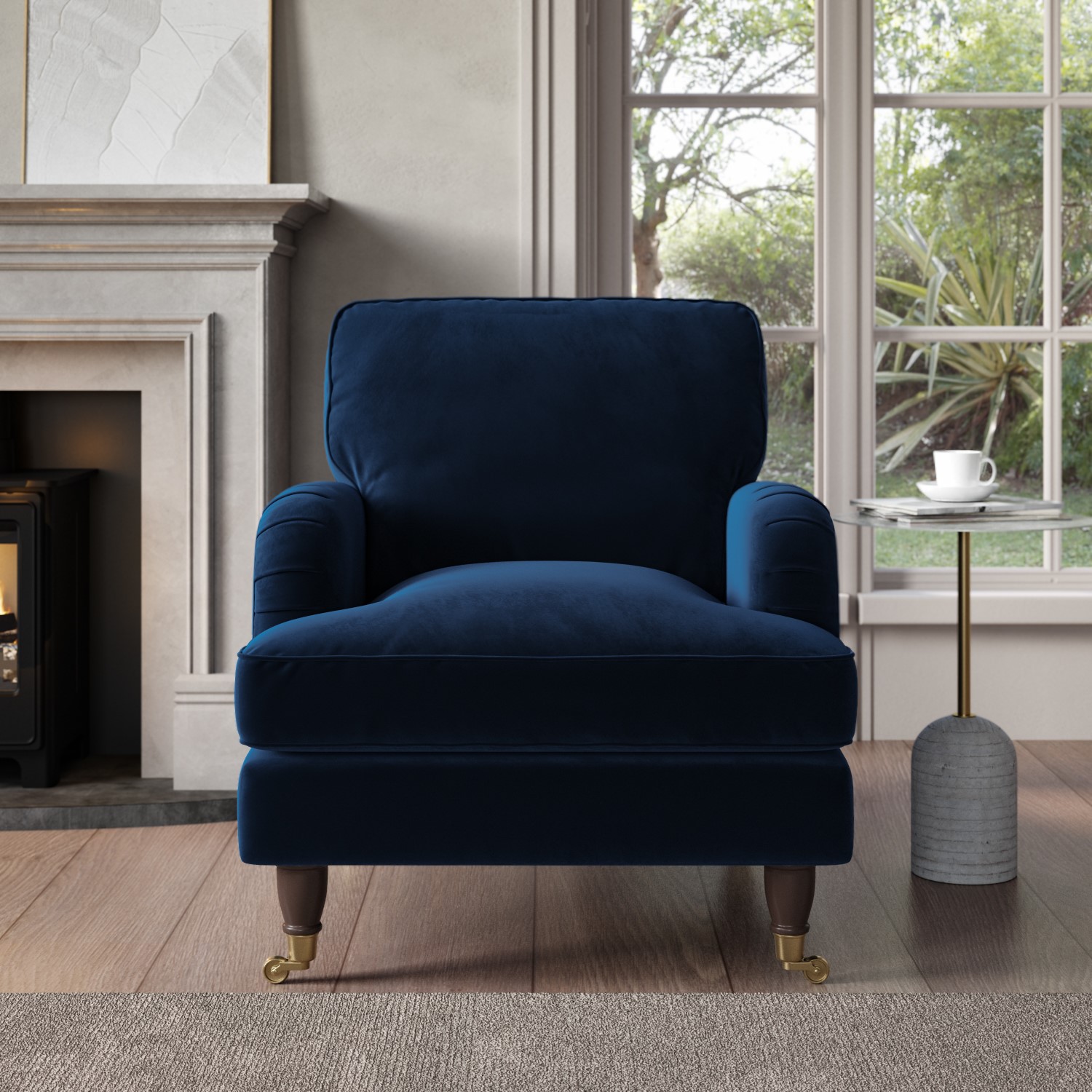 navy blue velvet armchair  payton