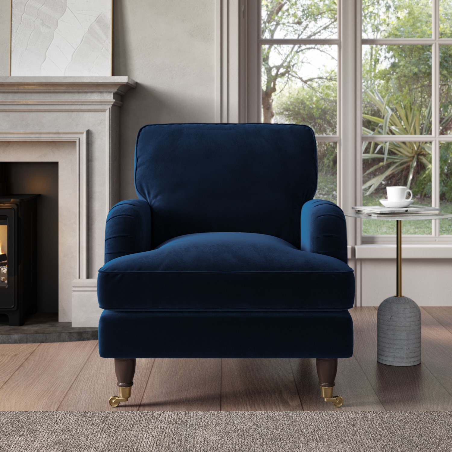 Payton Blue Navy Velvet Armchair
