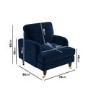 Navy Velvet 3 Seater 2 Seater Armchair & Footstool Set - Payton