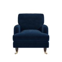 GRADE A2 - Navy Blue Velvet Armchair - Payton