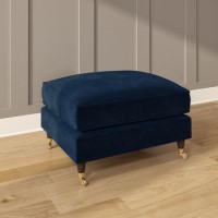 GRADE A2 - Navy Blue Velvet Footstool - Payton