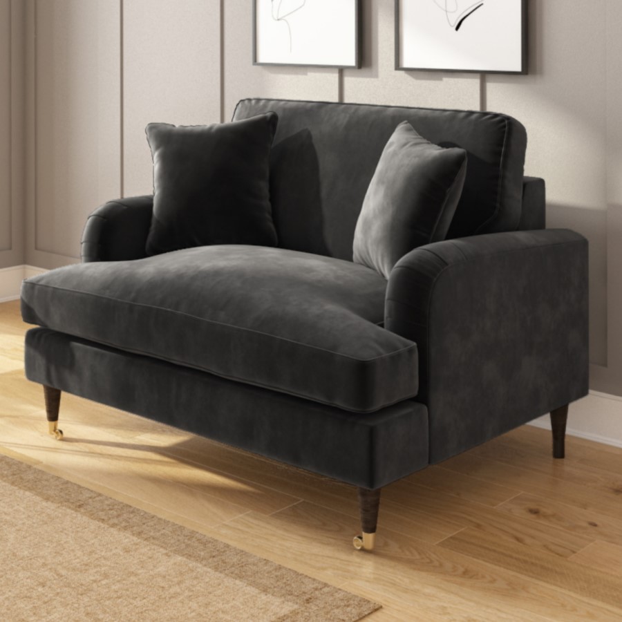 ONLY OPENED - Payton Charcoal Grey Velvet Loveseat