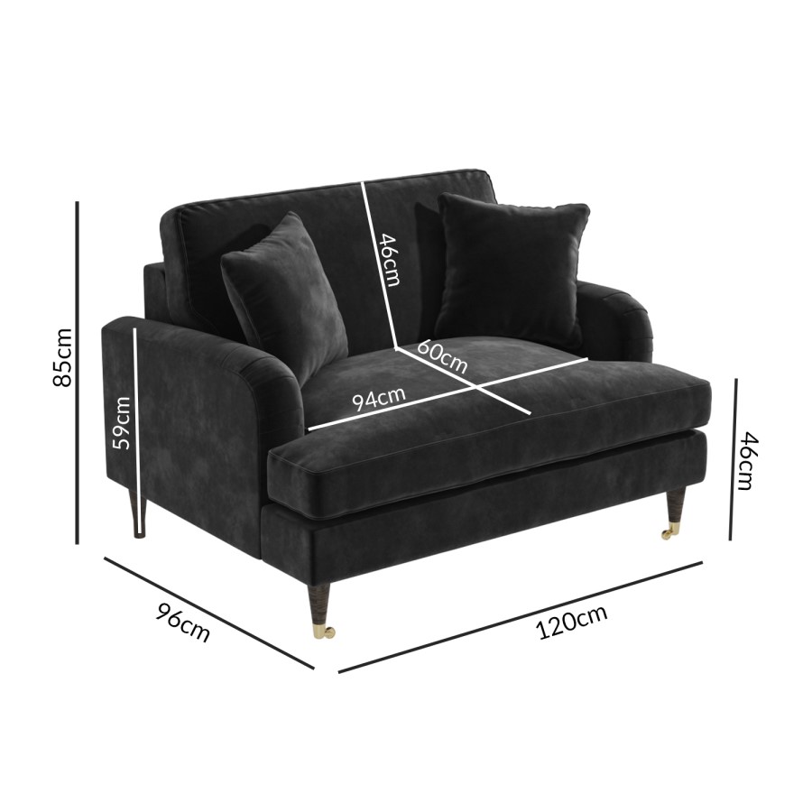 GRADE A2 - Payton Charcoal Grey Velvet Loveseat