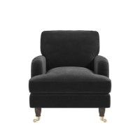 GRADE A2 - Charcoal Grey Velvet Armchair - Payton