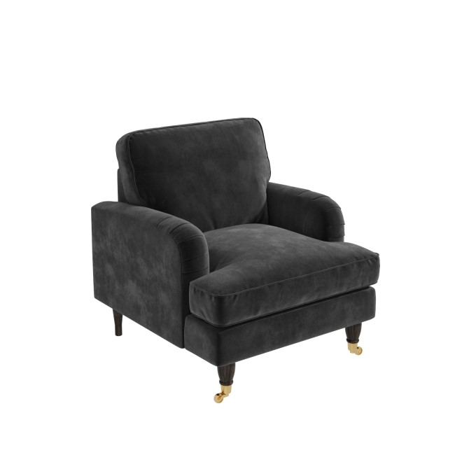 ONLY OPENED - Payton Charcoal Grey Velvet Armchair