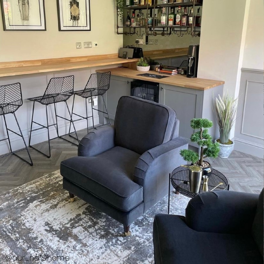 ALMOST PERFECT - Charcoal Velvet Armchair - Payton