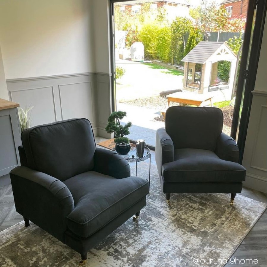 ALMOST PERFECT - Charcoal Velvet Armchair - Payton