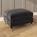 PAY023 Large Dark Grey Velvet Footstool - Payton