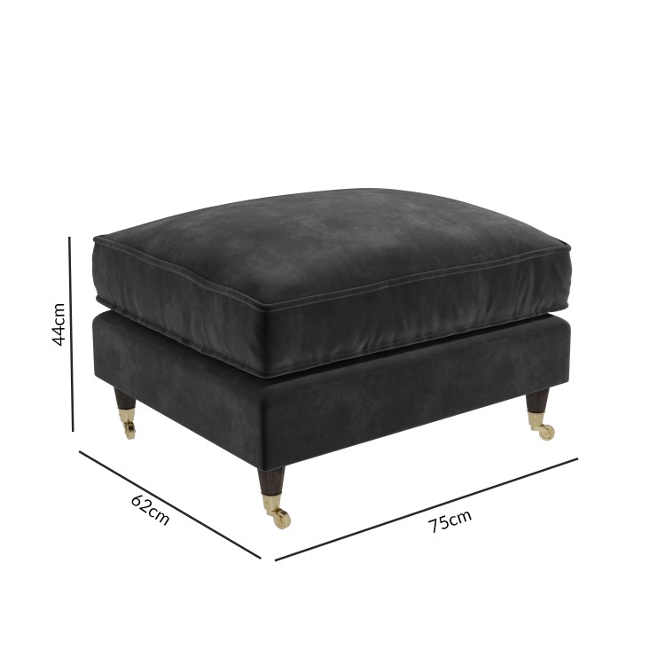 GRADE A3 - Payton Charcoal Grey Velvet Footstool