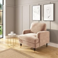 GRADE A1 - Velvet Armchair in Blush Pink - Payton