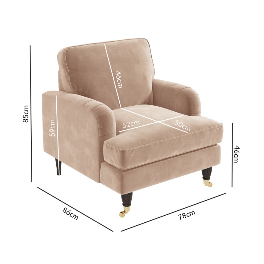 GRADE A2 - Light Pink Velvet Armchair - Payton