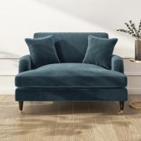 GRADE A2 - Petrol Blue Velvet Loveseat - Payton