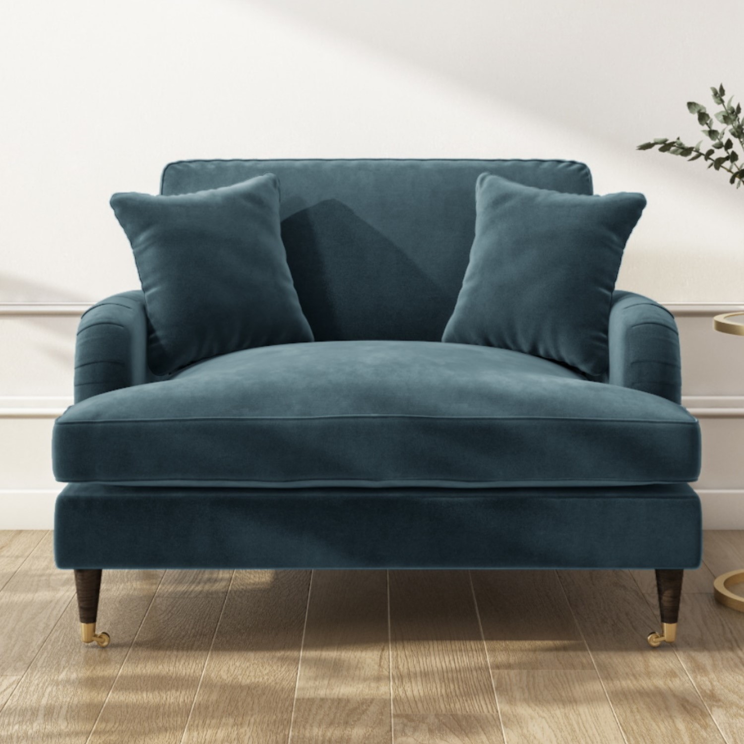 Blue Velvet Love Seat - Payton - Furniture123