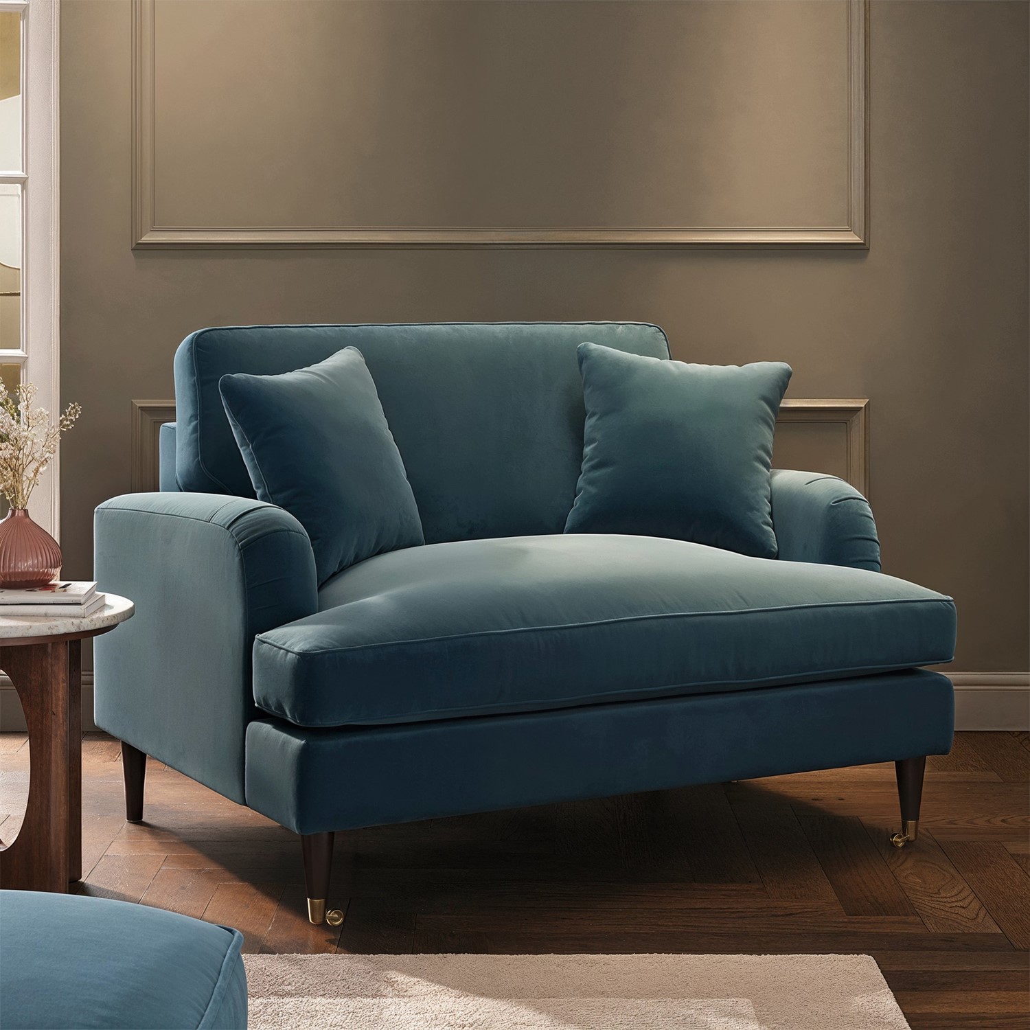 Payton Blue Velvet Love Seat