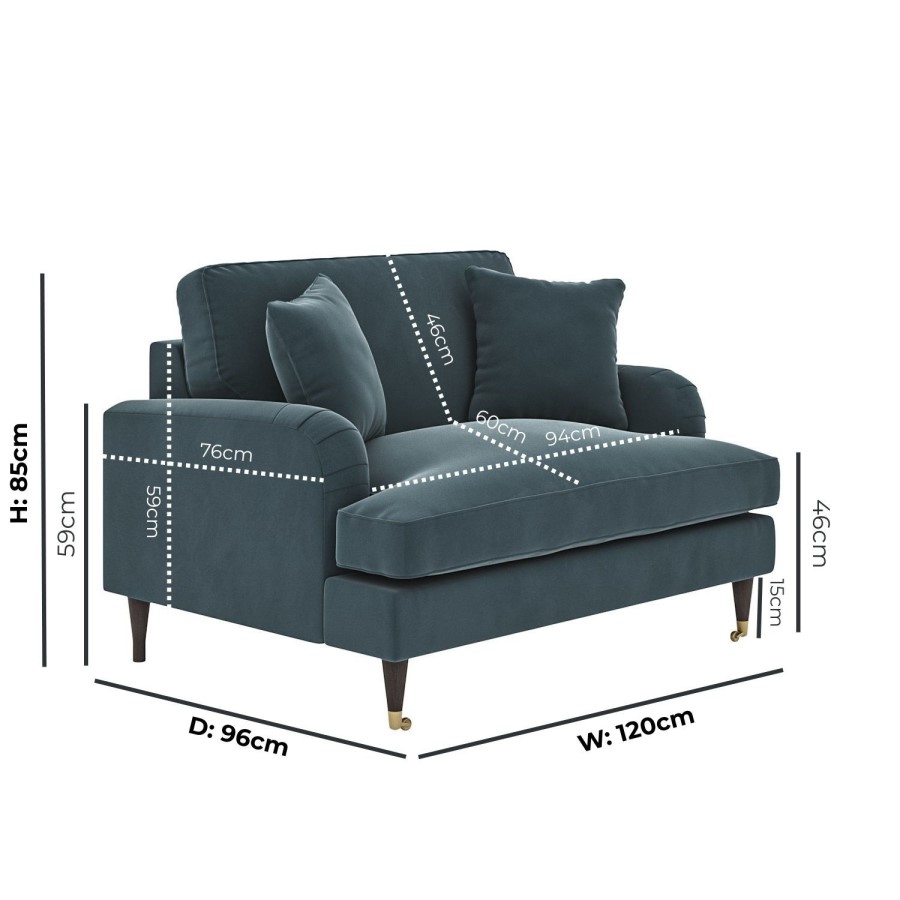 Blue Velvet Love Seat - Payton