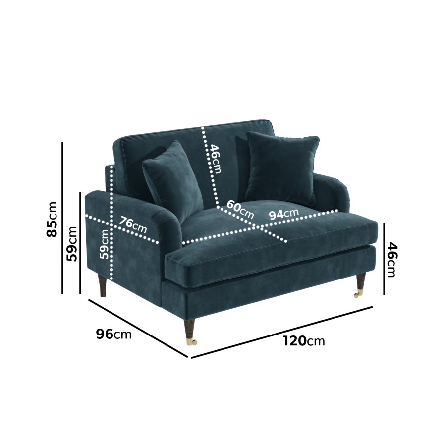 ALMOST PERFECT - Blue Velvet Loveseat - Payton