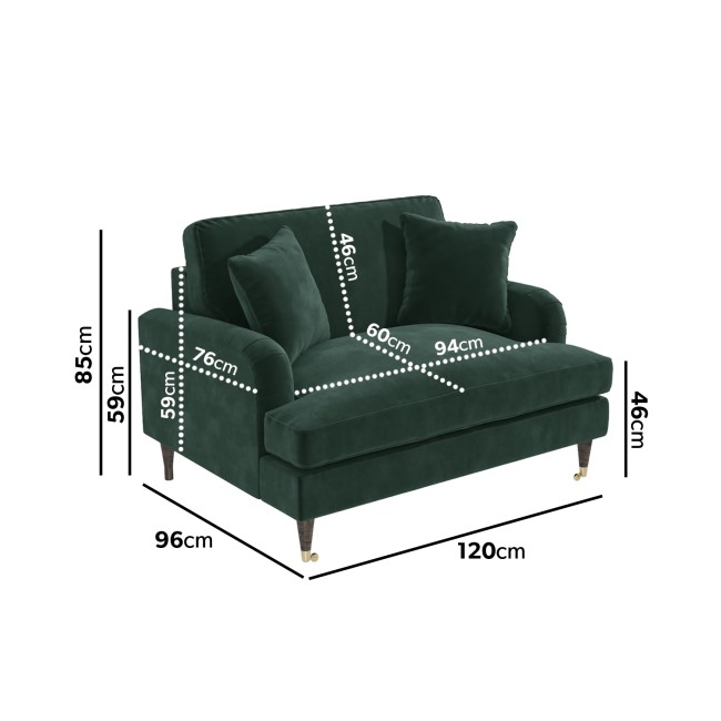 Dark Green Velvet Cuddle Chair - Payton