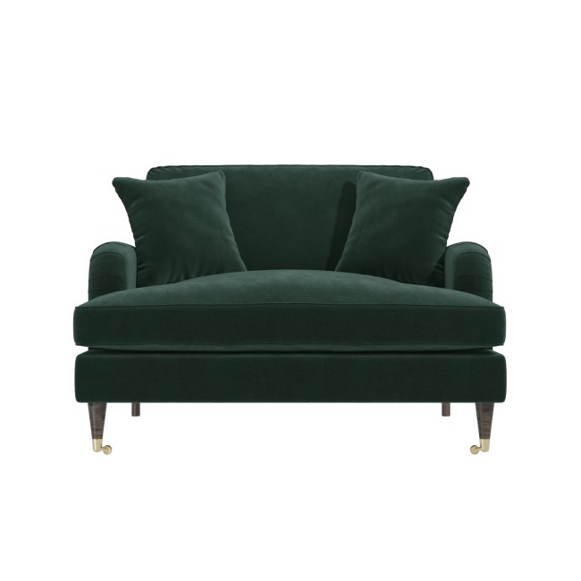 Dark Green Velvet Cuddle Chair - Payton