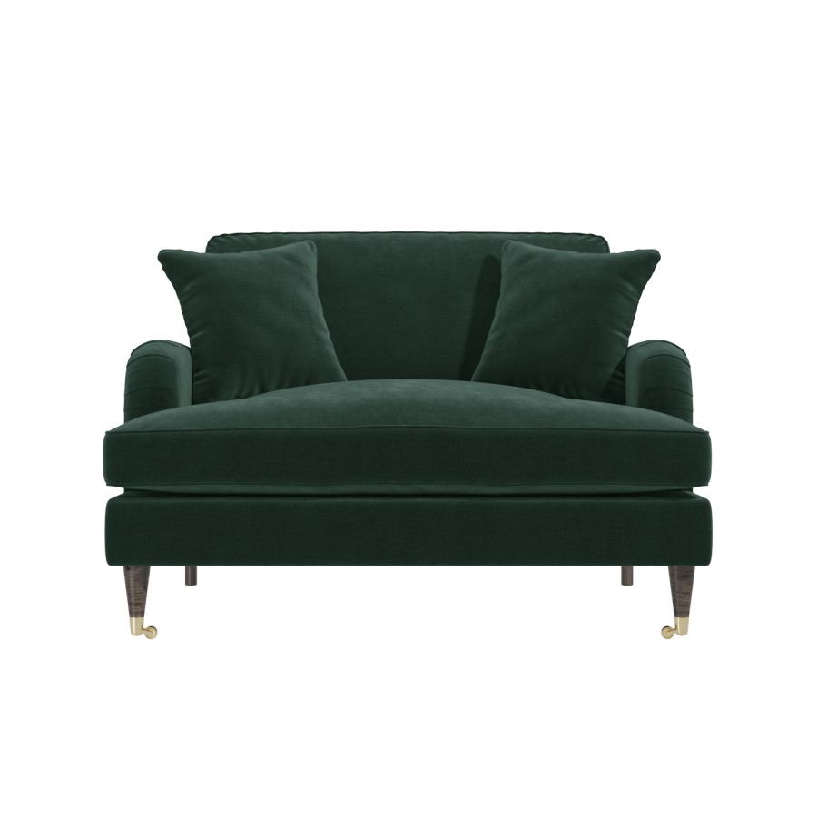 Dark Green Velvet Cuddle Chair - Payton