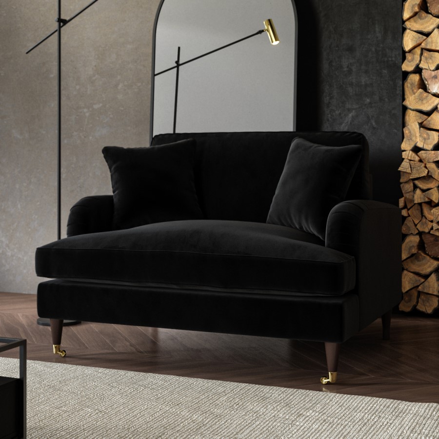 Black Velvet Love Seat - Payton - Furniture123