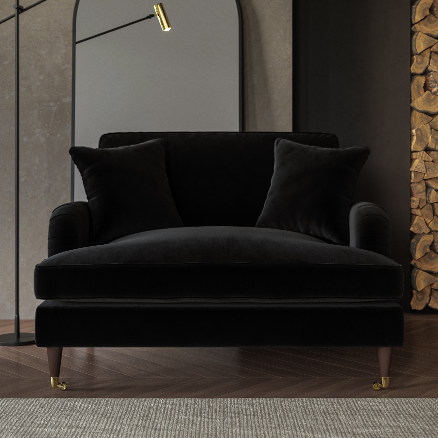 Black Velvet Love Seat - Payton - Furniture123