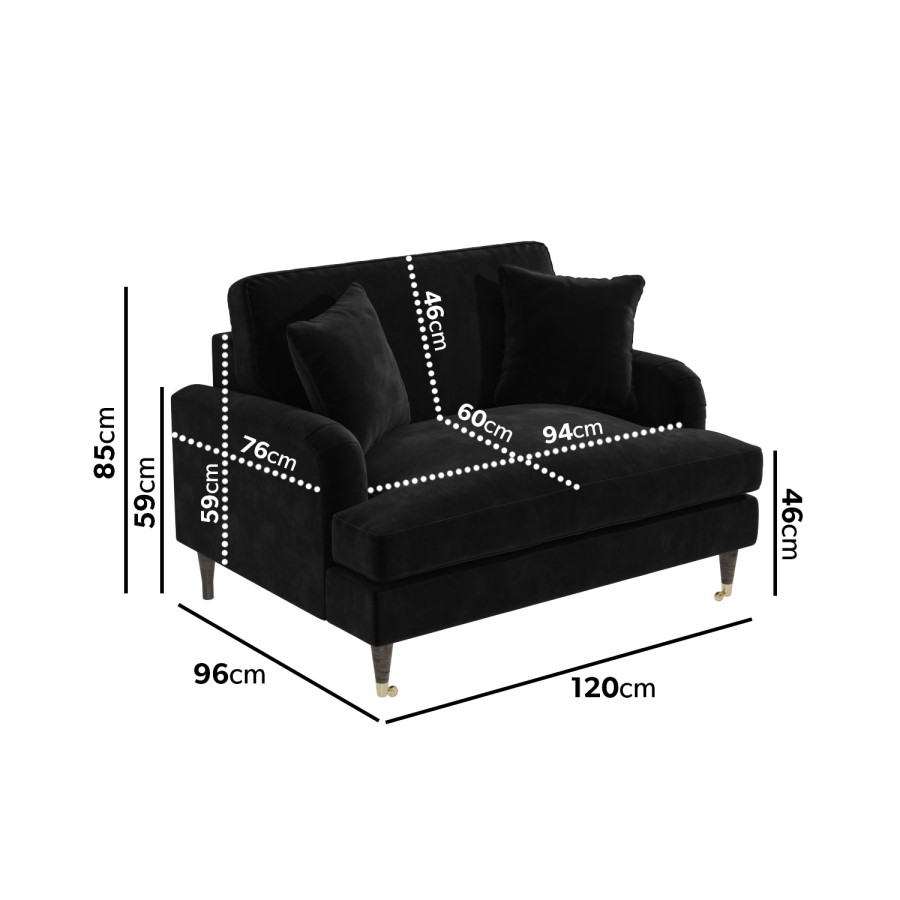 ALMOST PERFECT - Black Velvet Loveseat - Payton