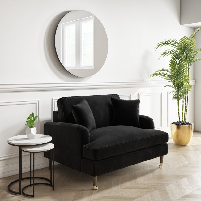 GRADE A2 - Black Velvet Loveseat - Payton