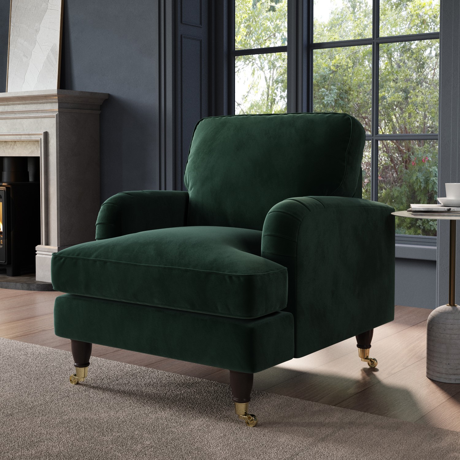 Photo of Dark green velvet armchair - payton