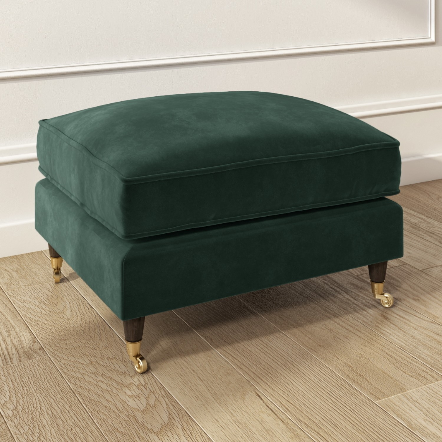 Payton Green Large Dark Velvet Footstool