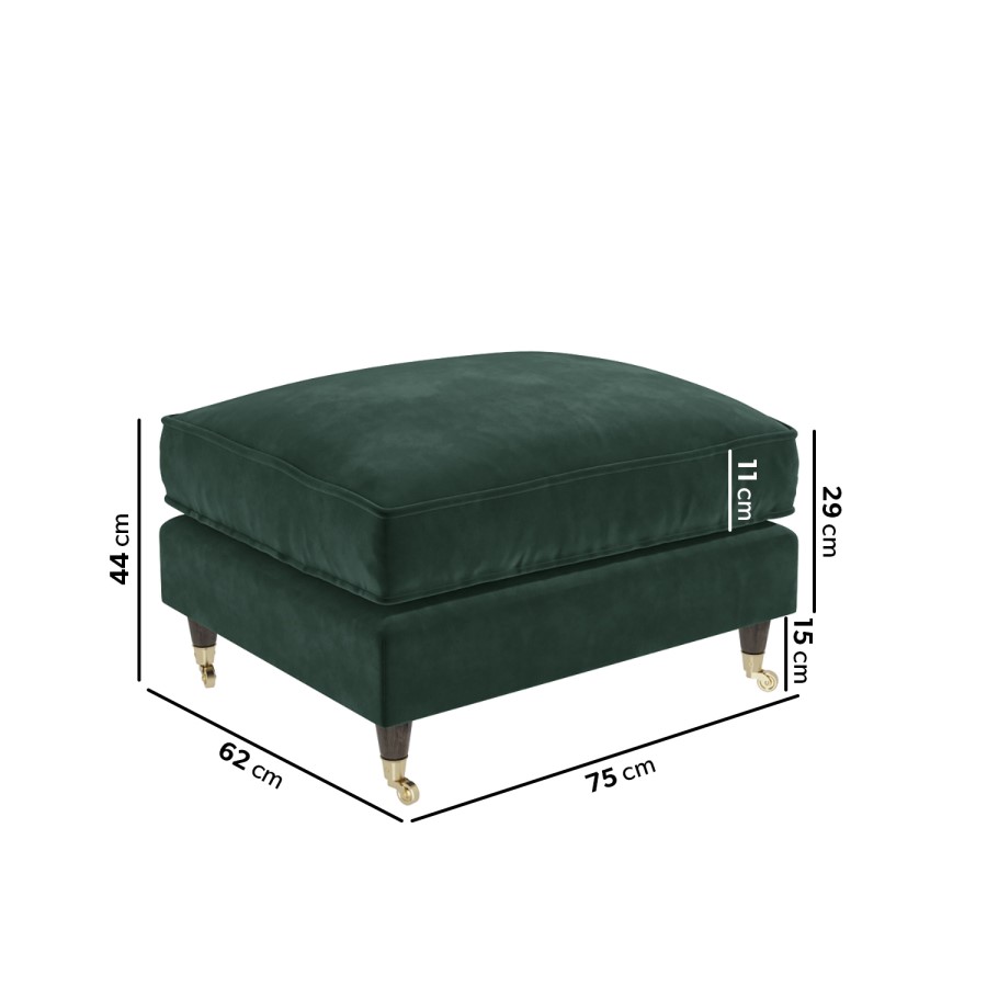 GRADE A1 - Dark Green Velvet Footstool - Payton
