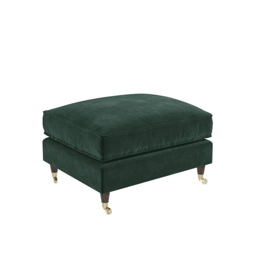 GRADE A1 - Dark Green Velvet Footstool - Payton