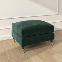 GRADE A2 - Dark Green Velvet Footstool - Payton