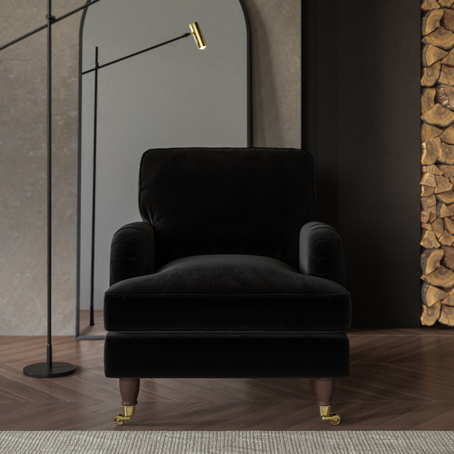 Photo of Black velvet armchair - payton