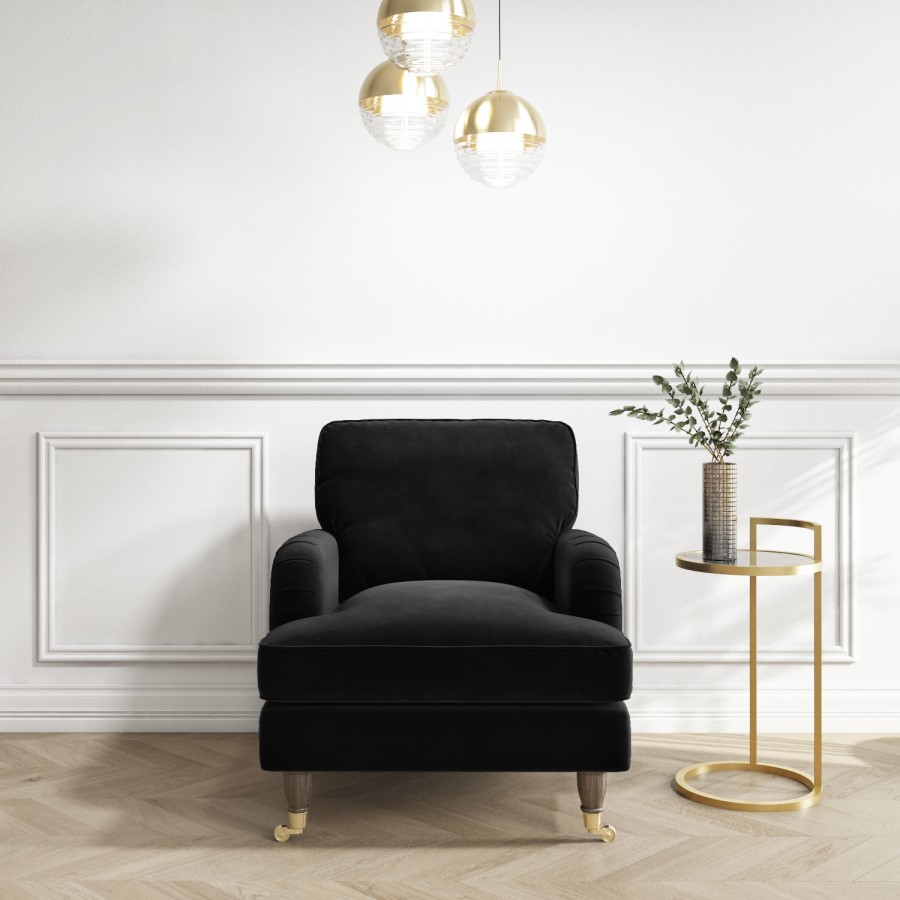 GRADE A2 - Black Velvet Armchair - Payton