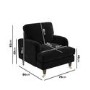 Black Velvet 3 Seater 2 Seater Armchair & Footstool Set - Payton