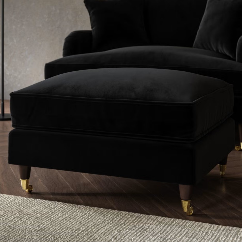 Black Velvet Footstool Payton Furniture123