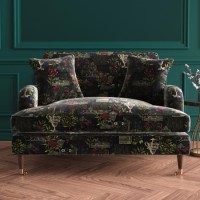 Floral Loveseat Armchair in Black - Payton