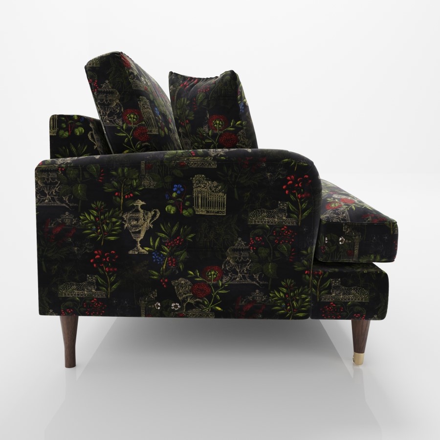 Floral Loveseat Armchair in Black - Payton